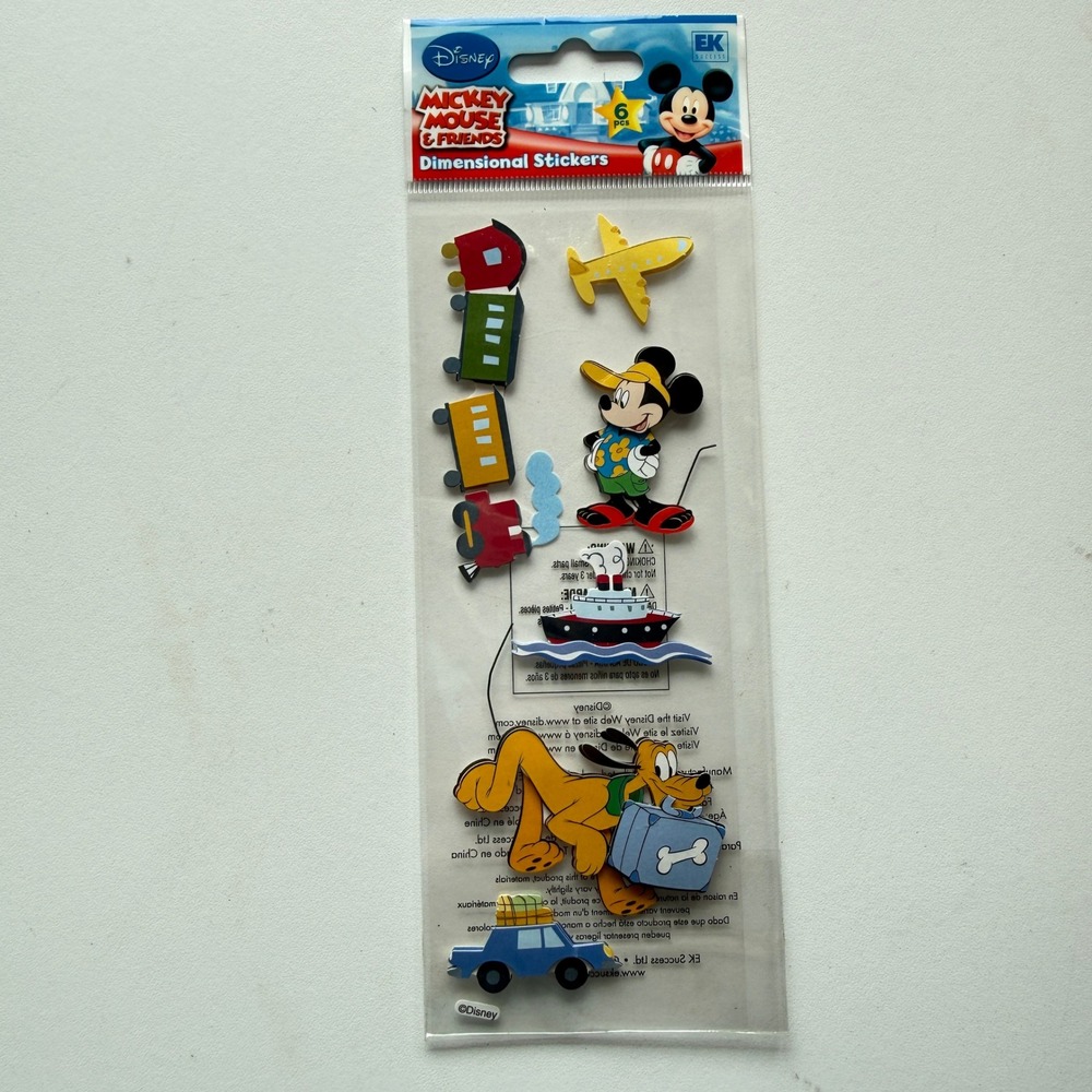 Disney Mickey Mouse Travel Dimensional Stickers EK Success 6pc 3D Scrapbook New